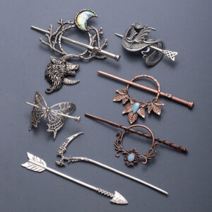 Wholesale Retro Wolf Moon Hairpin Nordic Gothic Headdress Bohemian Norwegian Style Hair Accessories Set