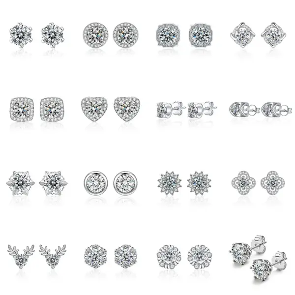 Wholesale 1 Pair Casual Simple Style Geometric Heart Shape Inlay Copper Zircon White Gold Plated Ear Studs