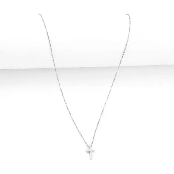 Wholesale PVD Coated Real Gold Plated Cross 201 Stainless Steel 304 Stainless Steel Simple Style Classic Style Waterproof Non Tarnish 201 Stainless Steel Pendant Necklace