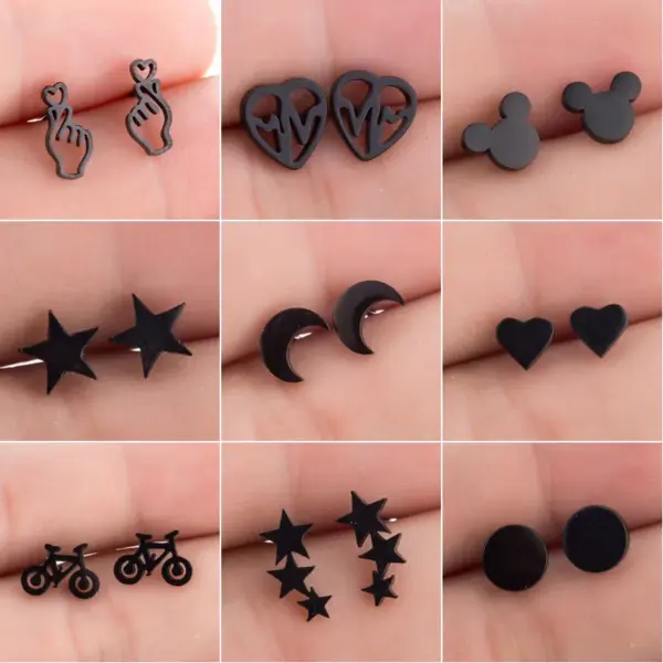 Wholesale PVD Coated 18K Gold Real Gold Plated Geometric 304 Stainless Steel Simple Style Korean Style Waterproof Non Tarnish Ear Studs