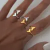 Ion Plating (IP) Real Gold Plated 18K Gold Fish Tail 304 Stainless Steel IG Style Vacation Beach Waterproof Non Tarnish Rings
