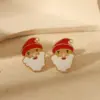 Wholesale 1 Pair Christmas Sweet Simple Style Christmas Tree Santa Claus Enamel 304 Stainless Steel 14K Gold Plated Ear Studs
