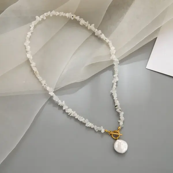 Wholesale Casual Irregular Freshwater Pearl Gravel Pendant Necklace In Bulk