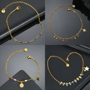 Copper 14K Gold Plated Simple Style Plating Star Earrings Anklet Necklace