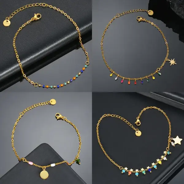 Copper 14K Gold Plated Simple Style Plating Star Earrings Anklet Necklace