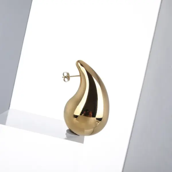 304 Stainless Steel Water Droplets PVD Coated 18K Real Gold Plated 18K Gold Classic Style Waterproof Non Tarnish Plating Ear Studs