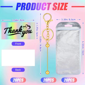 20 beaded rods 20 key rings 20 bags 20 cards (gold)