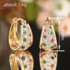 1 Pair Hip-Hop Luxurious Shiny Double Ring Inlay Copper Zircon 18K Gold Plated Earrings