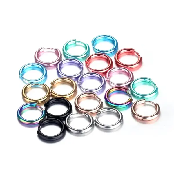 Wholesale 1 Piece Retro Solid Color Plating 304 Stainless Steel Titanium Steel Hoop Earrings