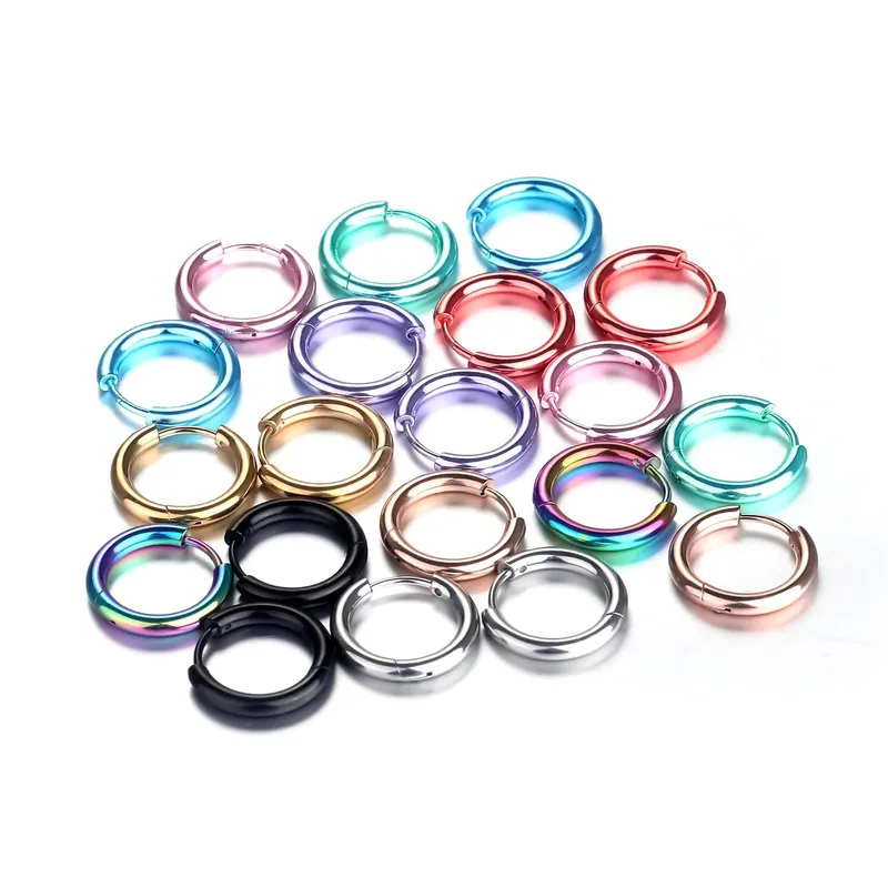 Wholesale 1 Piece Retro Solid Color Plating 304 Stainless Steel Titanium Steel Hoop Earrings