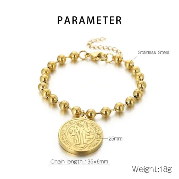 PVD Coated 18K Gold Plated Human Round Stainless Steel Titanium Steel Simple Style Waterproof Non Tarnish Bracelets Necklace