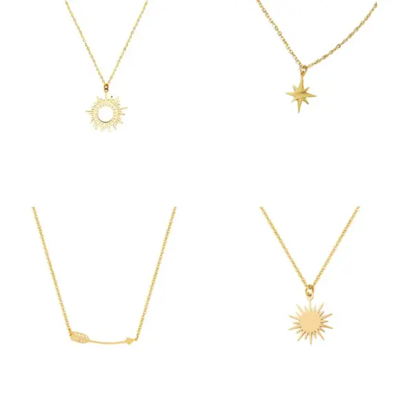 Wholesale PVD Coated 14K Gold Real Gold Plated Geometric 304 Stainless Steel Fashion Waterproof Non Tarnish 304 Stainless Steel Necklace