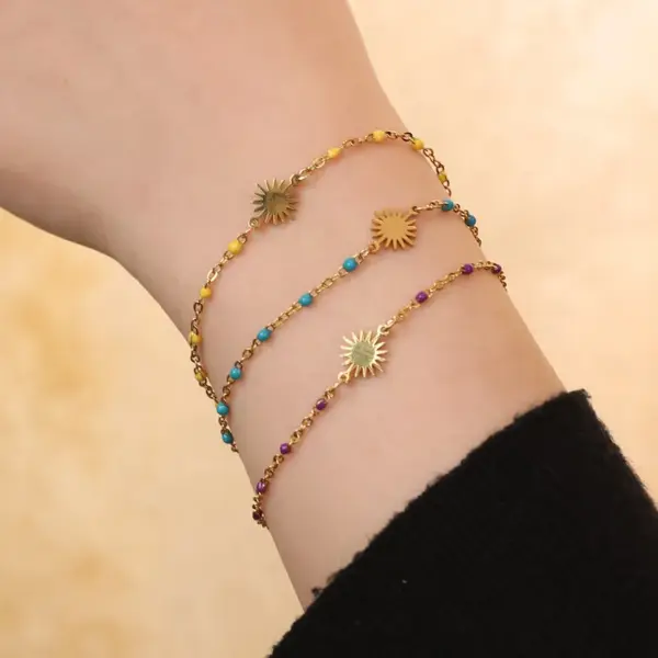 Wholesale Simple Style Sun Stainless Steel Enamel Plating Bracelets 1 Piece