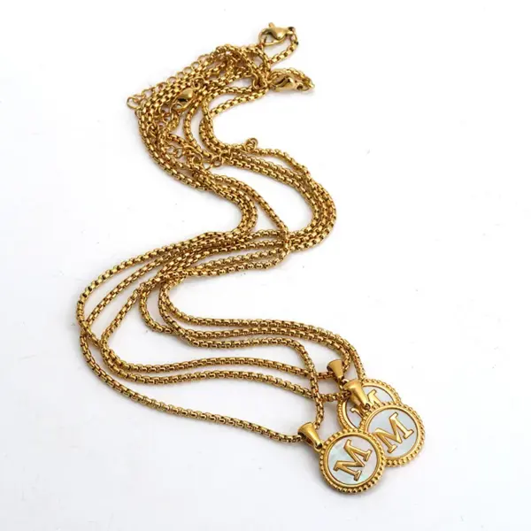 Wholesale PVD Coated 18K Gold Plated Letter 304 Stainless Steel Casual Modern Style Waterproof Non Tarnish 304 Stainless Steel Pendant Necklace