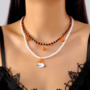 Orange and white contrast necklace
