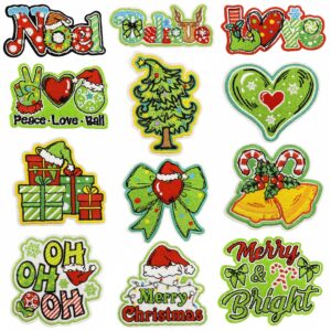 Wholesale Green series cartoon Christmas embroidered patch, new patch, embroidered badge, ironing patch, clothing accessory decoration.