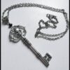 Wholesale, Gothic Antique sier Skull Key Necklace Crystal Necklace