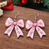 Wholesale Christmas gingerbread man flower Christmas tree bow pendant earrings, wooden double-sided earrings, gift