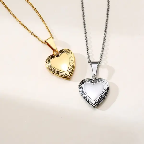Wholesale Jewelry Simple Style Heart Shape 201 Stainless Steel Zircon 18K Gold Plated Plating Stainless Steel Necklaces