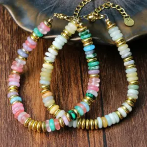 Wholesale Vacation Round Stone Hematite Waterproof Non Tarnish Beaded Women's Bracelets