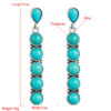 Wholesale Foreign Trade Hot Sale Turquoise Earrings Women's European and American Ethnic Style Ancient Silver Round Stone Creative Long Banquet Earrings