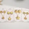 Wholesale Gold Plated Flower Earrings Necklace Set 304 Stainless Steel Water Dipped Elegant Casual Women Jewelry Set For Holiday And Daily Use