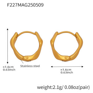 F227-gold geometric button earrings
