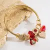 Casual Vacation Classic Style Red Heart Ladybugs 304 Stainless Steel Alloy Gold Plated Rhinestones Bangle In Bulk