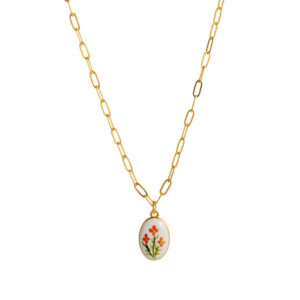 5 three pink flower necklace