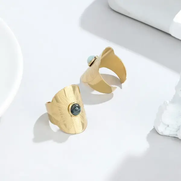 Wholesale Vacuum Plating Real Gold Plated Round 304 Stainless Steel Fashion Waterproof Non Tarnish Open Ring