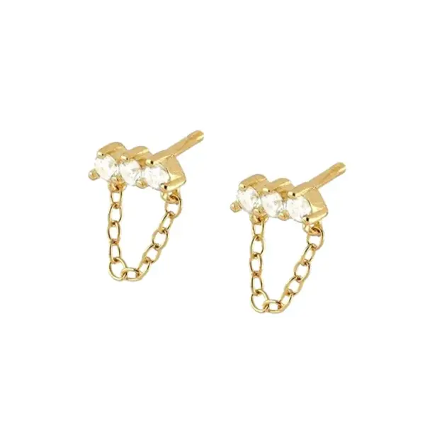 Wholesale Fashion Geometric Copper Artificial Gemstones Earrings Ear Studs