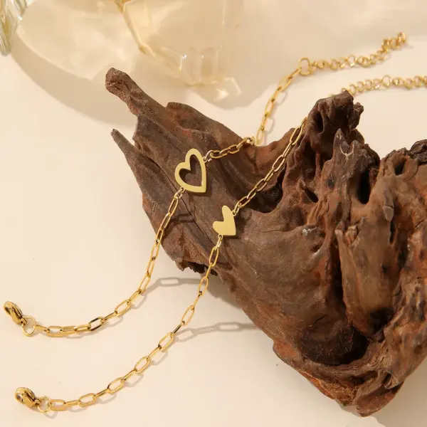 Simple Style Heart Shape 304 Stainless Steel Paperclip Chain Bracelets In Bulk