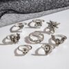 Wholesale Skull Ring suit Punk Spider Bat Joint Ring Eight-piece Set Halloween