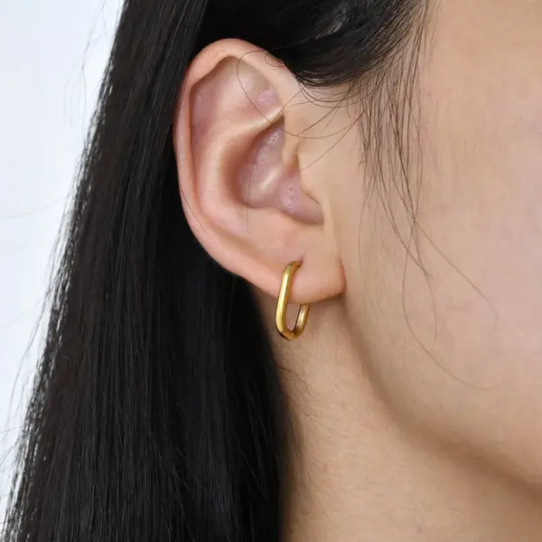 Wholesale PVD Coated Real Gold Plated Geometric 201 Stainless Steel Casual Basic Modern Style Waterproof Non Tarnish Earrings