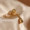 Wholesale PVD Coated Real Gold Plated 16K Gold White Gold Plated Water Droplets 304 Stainless Steel Elegant Modern Style Waterproof Non Tarnish Earrings