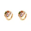 Wholesale Fashion Geometric Inlaid Zircon Alloy Artificial Gemstones Copper Earrings