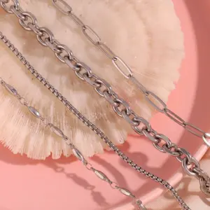 Wholesale 304 Stainless Steel Oval PVD Coated 18K Real Gold Plated Simple Style Classic Style Waterproof Non Tarnish Silver Anklet