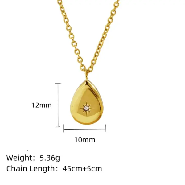 Wholesale PVD Coated Real Gold Plated 18K Gold Sun Water Droplets 304 Stainless Steel Elegant Waterproof Non Tarnish 304 Stainless Steel Pendant Necklace