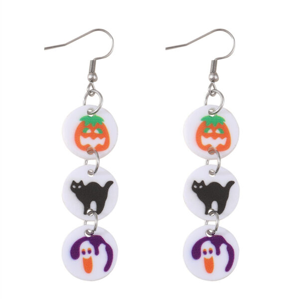 Wholesale Halloween funny splicing triple pendant acrylic earrings