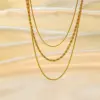 PVD Coated Real Gold Plated 18K Gold Solid Color 304 Stainless Steel Simple Style Commute Waterproof Non Tarnish 304 Stainless Steel Three Layer Necklace