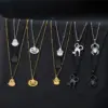 Wholesale 201 Stainless Steel Pumpkin Ghost Spider Plated KC Golden Plated Funny Asymmetrical Hollow Out O-shaped Chain Gold Black Pendant Necklace