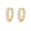 Wholesale 1 Pair Elegant Luxurious Shiny V Shape Plating Hollow Out Inlay Copper Zircon 18k Gold Plated Earrings