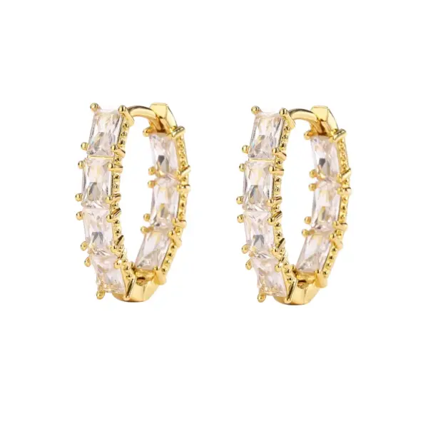 Wholesale 1 Pair Elegant Luxurious Shiny V Shape Plating Hollow Out Inlay Copper Zircon 18k Gold Plated Earrings