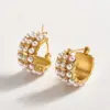 Wholesale Trendy Fashion Ins Style Gold-Plated Imitation Gold 304 Stainless Steel Imitation Pearl U-Shaped C-Shaped Simple Stud Earrings