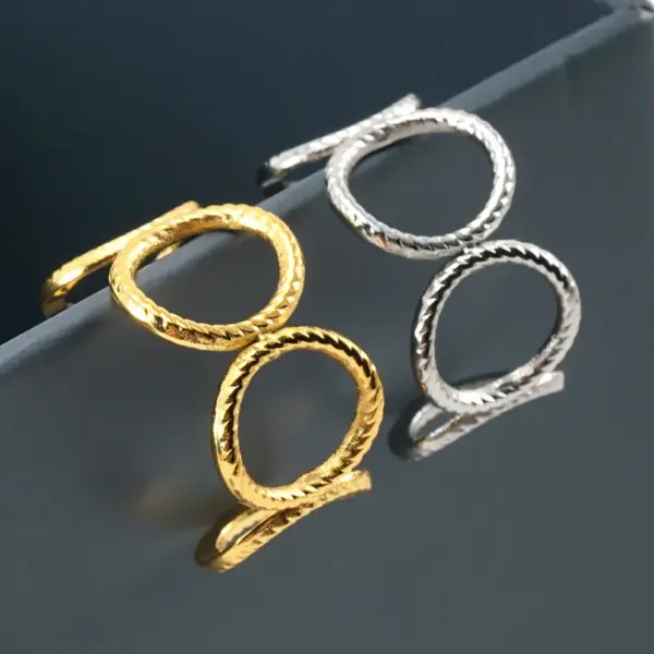 Wholesale Fashion Geometric Titanium Steel Plating Open Ring