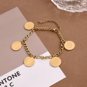 Portrait round Brand Long and Short Oval Bracelet (Gold) [Length: 180+50mm] / 1 Strand/Package