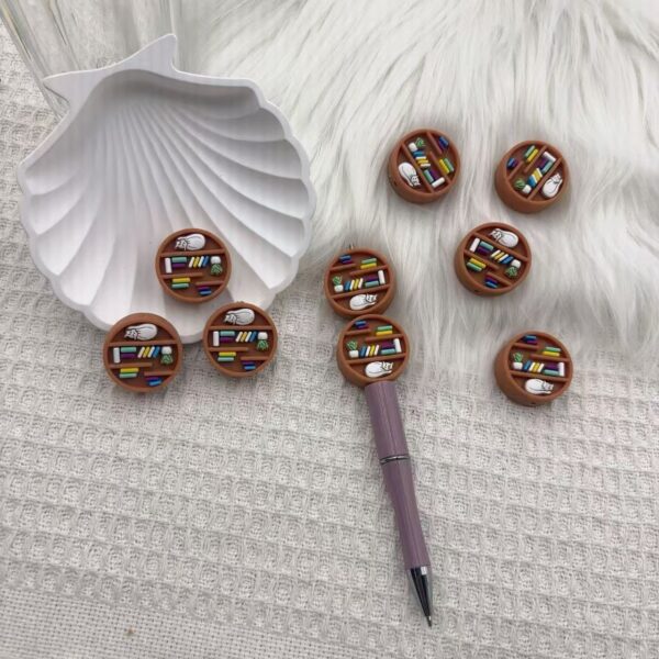 Wholesale Cross-border hot new silicone creative beads round bookshelf silicone beaded loose beads factory wholesale in stock