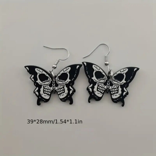 oly-b54e7df75c37f244c493ebeb4507db8e Wholesale y Skull Butterfly Earrings, Flat Acrylic, Creative Personalized Skull Earrings