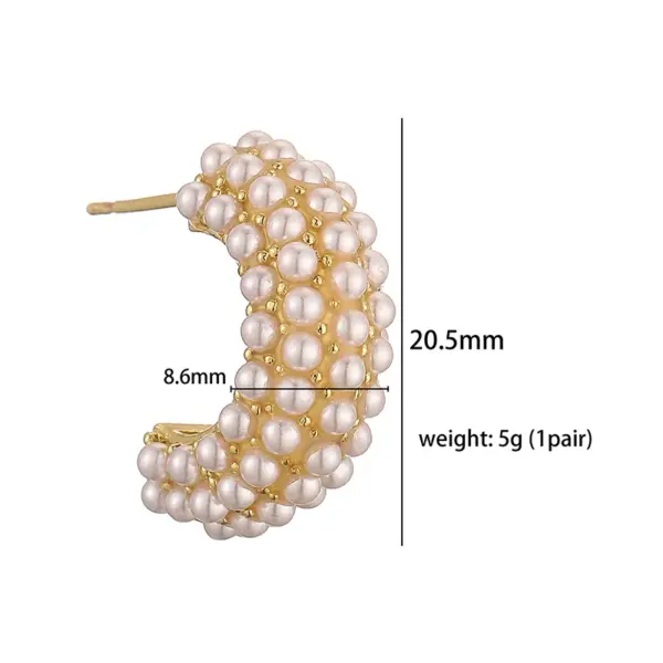 oly-b55293b034bf02aefd33b8f122cefc14 Wholesale 1 Pair Casual Elegant Vintage Style C Shape Plating Inlay Copper Artificial Pearls 18k Gold Plated Ear Studs