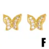 Wholesale 1 Pair Cute Sweet Heart Shape Pineapple Butterfly Plating Inlay Copper Zircon 18k Gold Plated Ear Studs